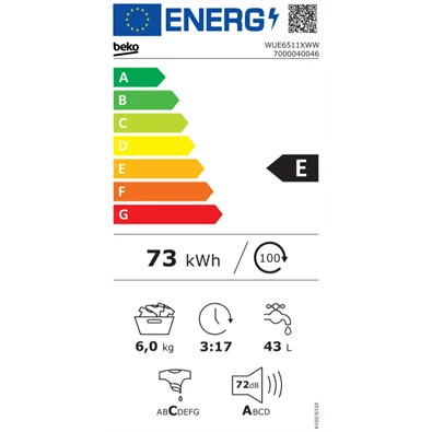Beko WUE6511XWW keskeny elöltöltős mosógép Beko WUE6511XWW keskeny elöltöltős mosógép