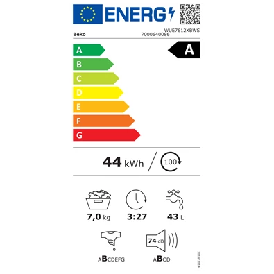 Beko WUE7612XBWS keskeny 7 kg elöltöltős mosógép Beko WUE7612XBWS keskeny 7 kg elöltöltős mosógép