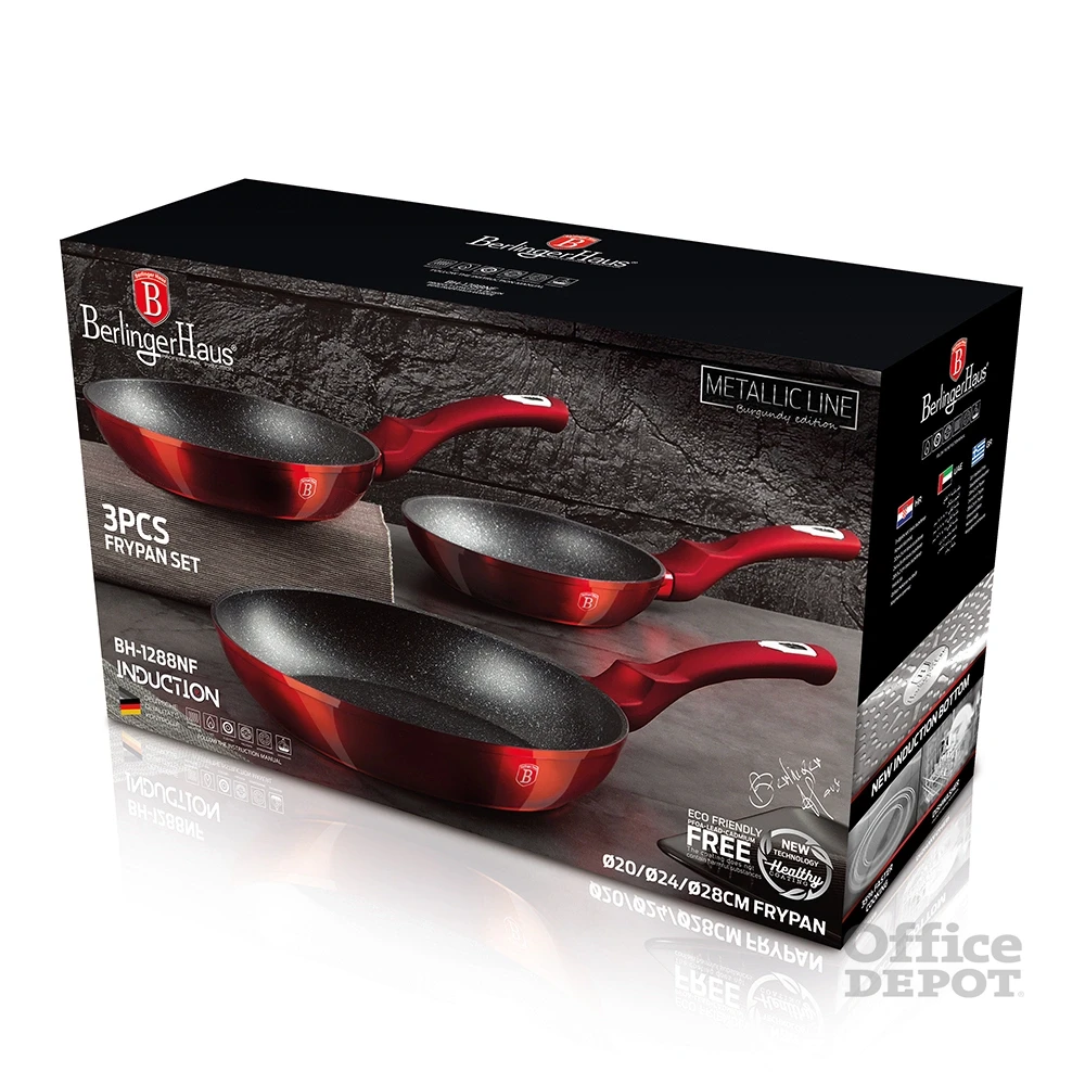 Berlinger Haus BH/1288NF Metallic Line Burgundy Edition 3 részes serpenyő szett