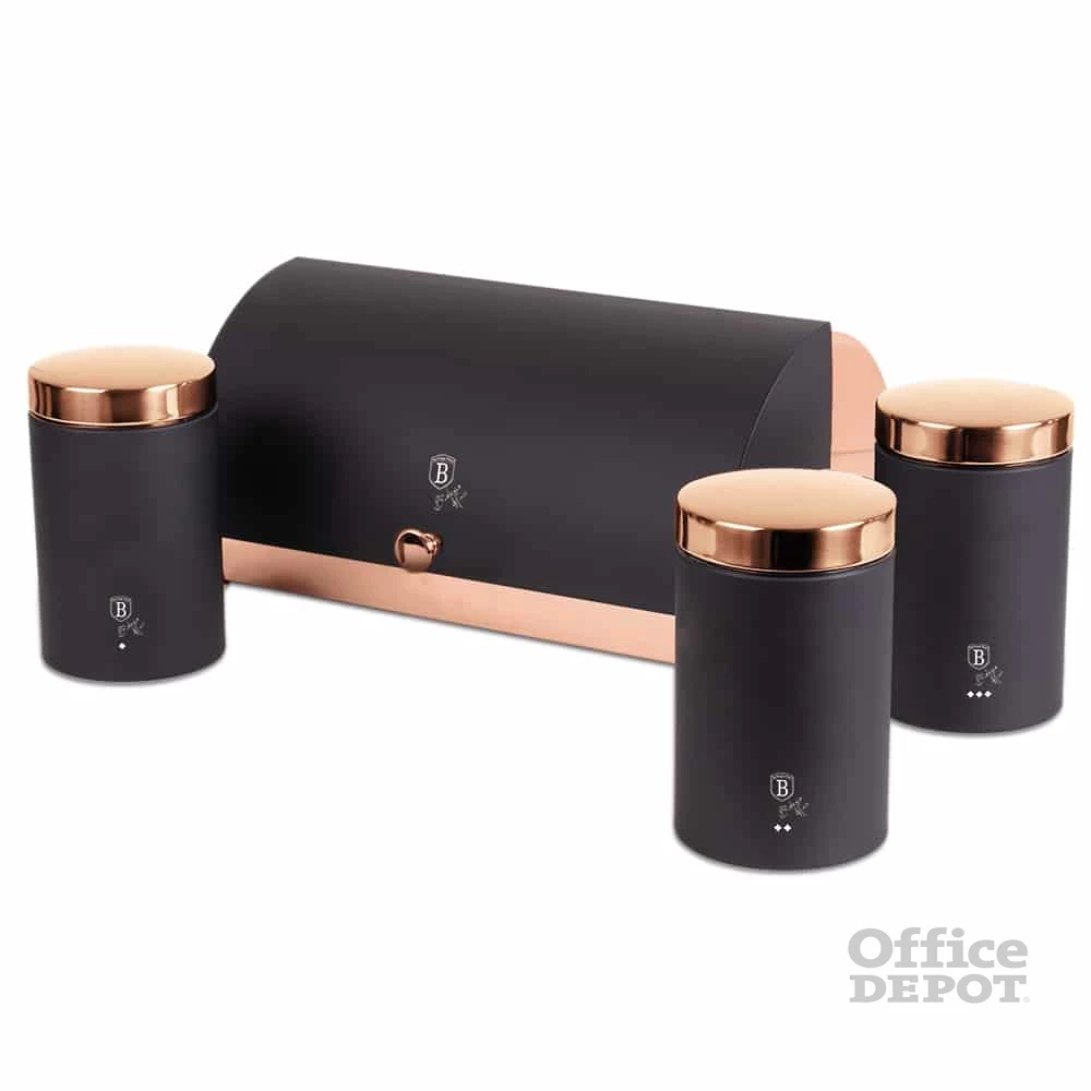 Berlinger Haus BH/6731 fekete-rózsaarany 3 részes tároló szett + kenyértartó