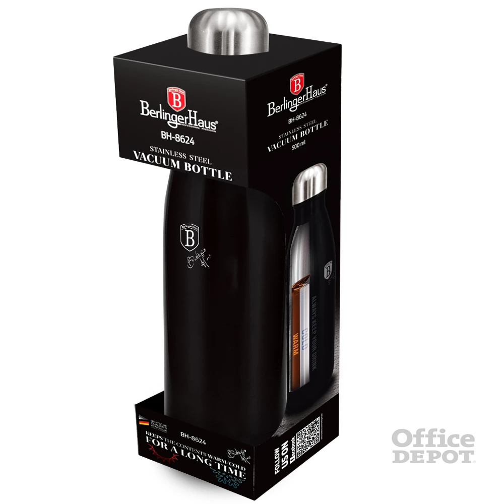 Berlinger Haus BH/8624  0,5L, matt fekete palack alakú termosz