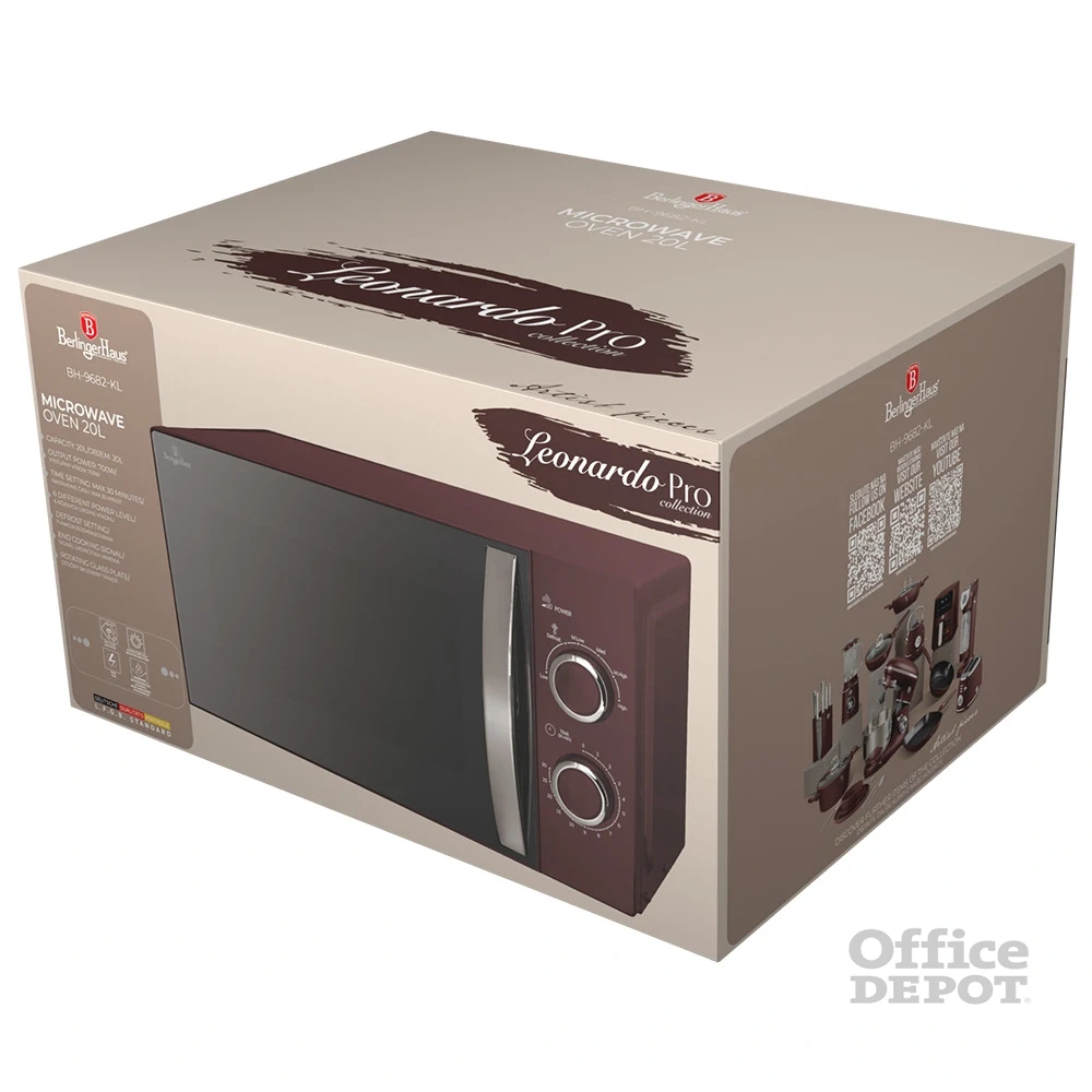 Berlinger Haus BH/9682-KL 700W 20L bordó mechanikus mikrohullámú sütő