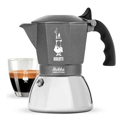 Bialetti Brikka ezüst-szürke 4 személyes indukciós kotyogós kávéfőző Bialetti Brikka ezüst-szürke 4 személyes indukciós kotyogós kávéfőző