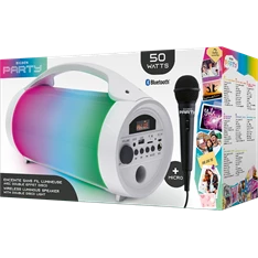 BigBen 2809250 Party Lite vezeték nélküli világító fehér Bluetooth hangszóró mikrofonnal BigBen 2809250 Party Lite vezeték nélküli világító fehér Bluetooth hangszóró mikrofonnal