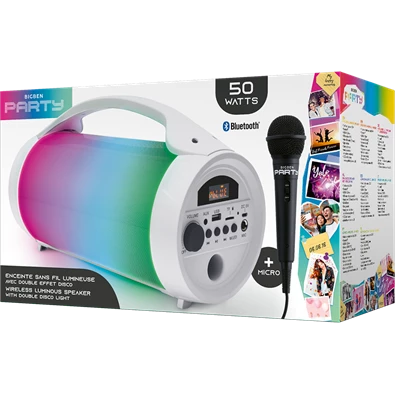 BigBen 2809250 Party Lite vezeték nélküli világító fehér Bluetooth hangszóró mikrofonnal BigBen 2809250 Party Lite vezeték nélküli világító fehér Bluetooth hangszóró mikrofonnal