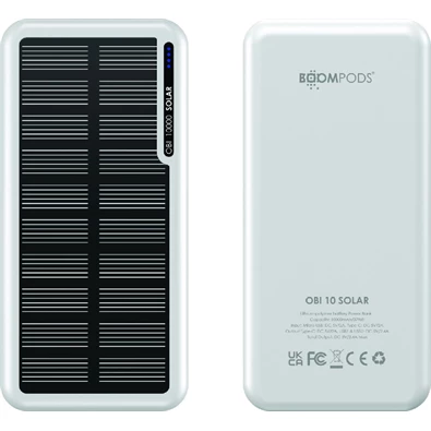 Boompods Obi Solar fehér 10 000 mAh powerbank Boompods Obi Solar fehér 10 000 mAh powerbank