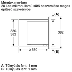 Bosch BFL623MB3 800W 20L fekete beépíthető mikrohullámú sütő Bosch BFL623MB3 800W 20L fekete beépíthető mikrohullámú sütő