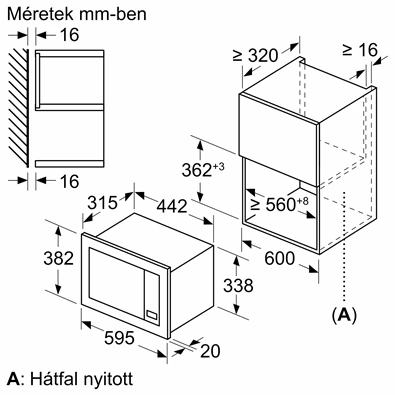 Bosch BFL623MB3 800W 20L fekete beépíthető mikrohullámú sütő Bosch BFL623MB3 800W 20L fekete beépíthető mikrohullámú sütő