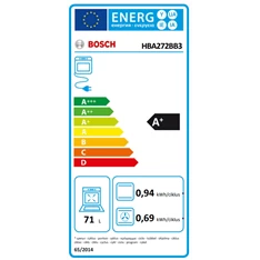 Bosch HBA372EB4 fekete, beépíthető, sütőtér:71L, grill, légkeverés, pirolitikus tisztítás, sütő