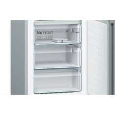 Bosch KGN39VLEB inox, alulfagyasztós, Hűtő:279L, Fagyasztó:89L, No frost hűtőszekrény