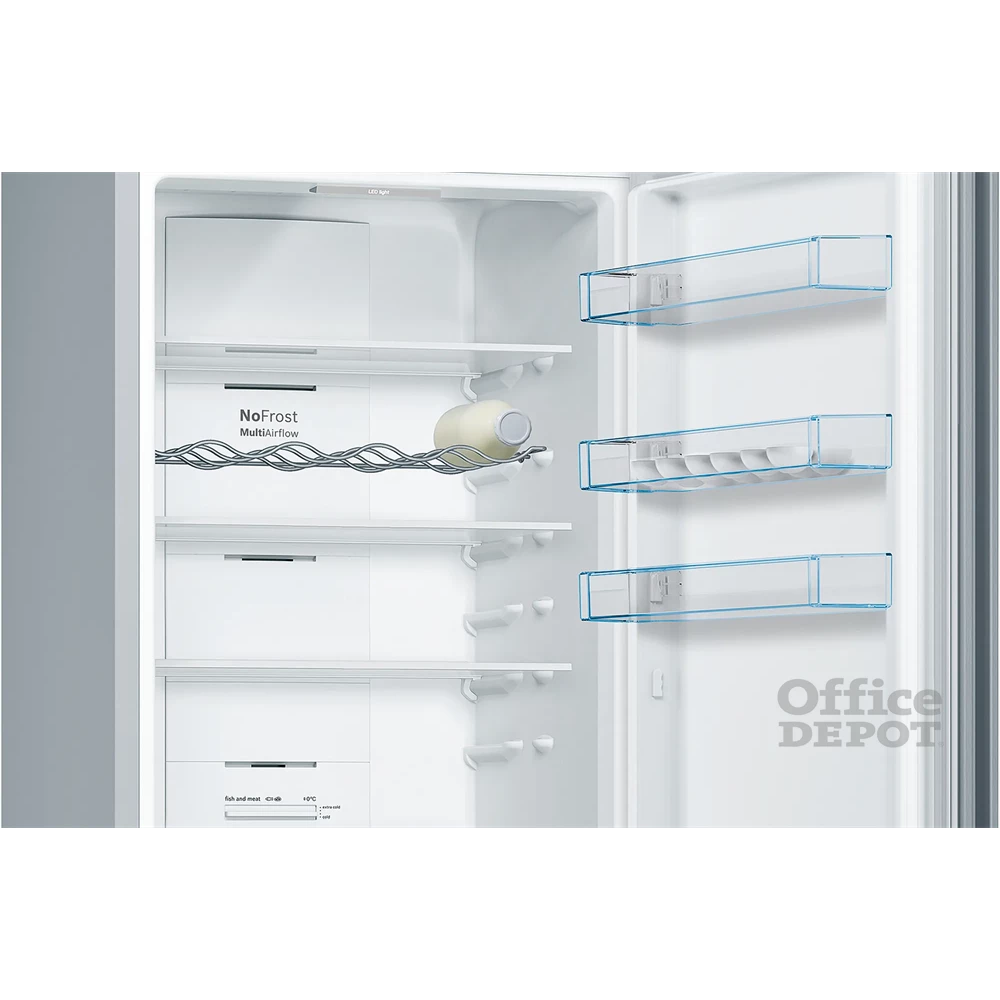 Bosch KGN39VLEB inox, alulfagyasztós, Hűtő:279L, Fagyasztó:89L, No frost hűtőszekrény