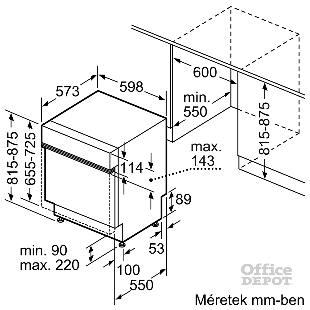 Bosch SMI2ITS33E programok száma: 5, beépíthető, 12 terítékes mosogatógép 