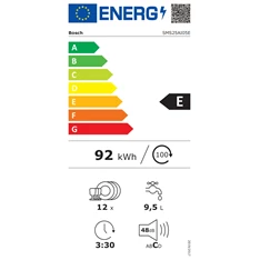 Bosch SMS25AI05E inox, programok száma: 5, szabadonálló, 12 terítékes mosogatógép 