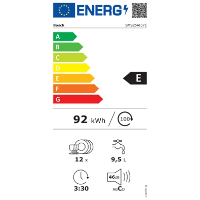 Bosch SMS25AI07E 12 terítékes inox mosogatógép Bosch SMS25AI07E 12 terítékes inox mosogatógép