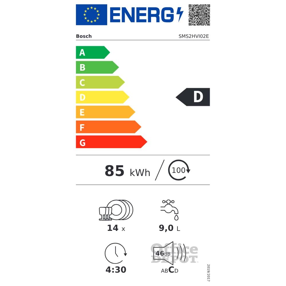 Bosch SMS2HVI02E inox, programok száma: 6, szabadonálló, 14 terítékes mosogatógép 