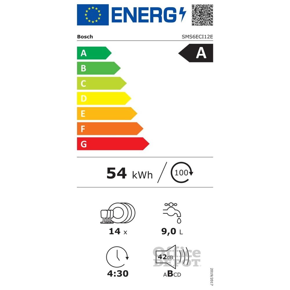 Bosch SMS6ECI12E inox, szabadonálló, programok száma:8, 14 terítékes mosogatógép