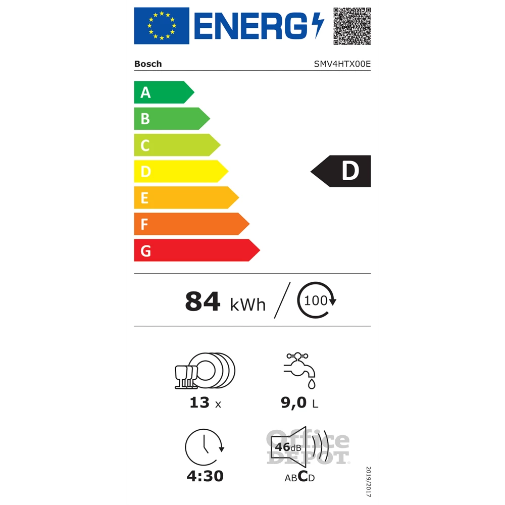 Bosch SMV4HTX00E beépíthető 13 terítékes mosogatógép