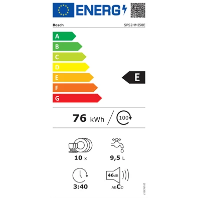 Bosch SPS2HMI58E keskeny 10 terítékes inox mosogatógép Bosch SPS2HMI58E keskeny 10 terítékes inox mosogatógép