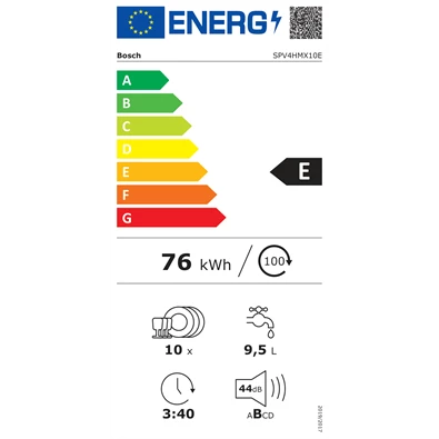 Bosch SPV4HMX10E beépíthető keskeny 10 terítékes mosogatógép Bosch SPV4HMX10E beépíthető keskeny 10 terítékes mosogatógép