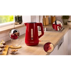 Bosch TWK1M124 1,7 L-es piros vízforraló Bosch TWK1M124 1,7 L-es piros vízforraló
