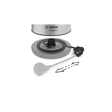 Bosch TWK3P420 DesignLine 1,7L-es ezüst fekete vízforraló Bosch TWK3P420 DesignLine 1,7L-es ezüst fekete vízforraló