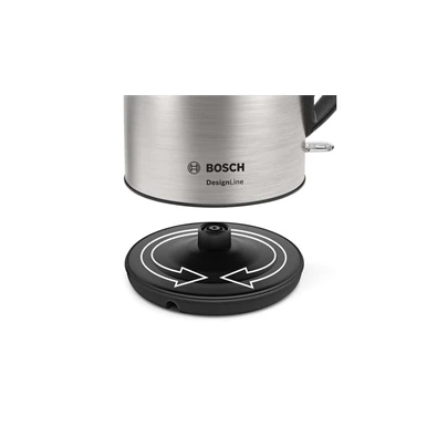 Bosch TWK3P420 DesignLine 1,7L-es ezüst fekete vízforraló Bosch TWK3P420 DesignLine 1,7L-es ezüst fekete vízforraló