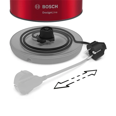 Bosch TWK3P424 DesignLine 1,7L-es piros-fekete vízforraló Bosch TWK3P424 DesignLine 1,7L-es piros-fekete vízforraló