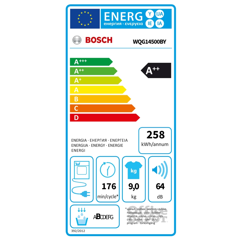 Bosch WQG14500BY fehér, 9 kg, hőszivattyús, szárítógép