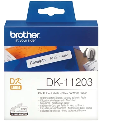 Brother DK-11203 fehér alapon fekete 17x87mm 400db címke/tekercses szalag Brother DK-11203 fehér alapon fekete 17x87mm 400db címke/tekercses szalag