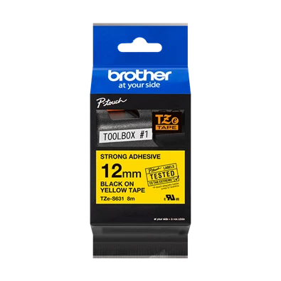 Brother Ptouch TZe-S631 12mmx8m sárga alapon fekete betűs laminált szalag Brother Ptouch TZe-S631 12mmx8m sárga alapon fekete betűs laminált szalag