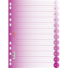 Brunnen A4 12 részes pink műanyag regiszter