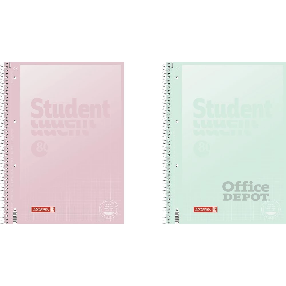 Brunnen A4 80 lapos kockás pasztell menta és pasztell pink spirálfüzet