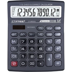 CTIFREE CT-9600G szürke színű számológép, 155x200mm, 12 számjegy, dual power, 2 év garancia