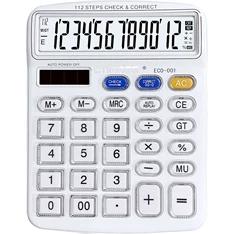 CTIFREE ECO-001 fehér számológép, 120x154mm, 12 számjegy, dual power, 2 év garancia