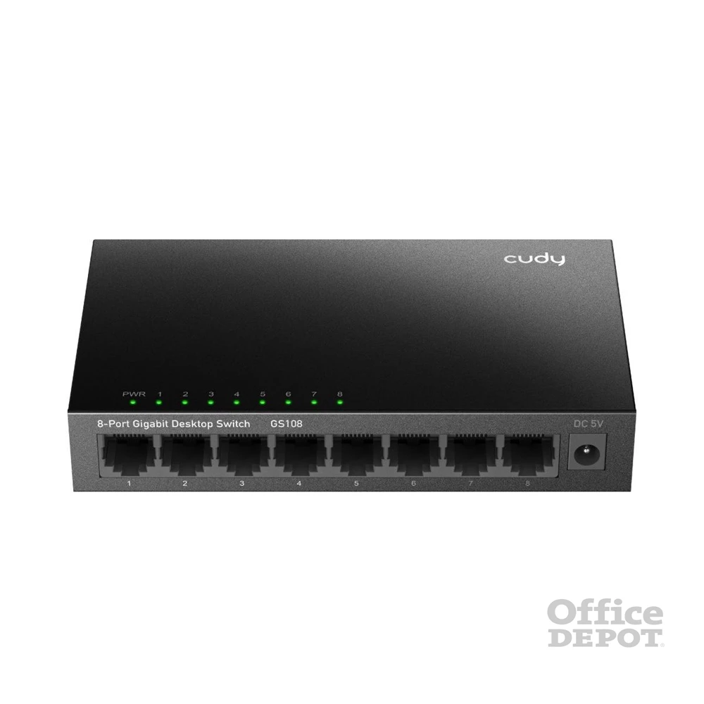 CUDY GS108 8 portos Gigabit, VLAN/Extend mód, fém ház, fekete asztali Switch