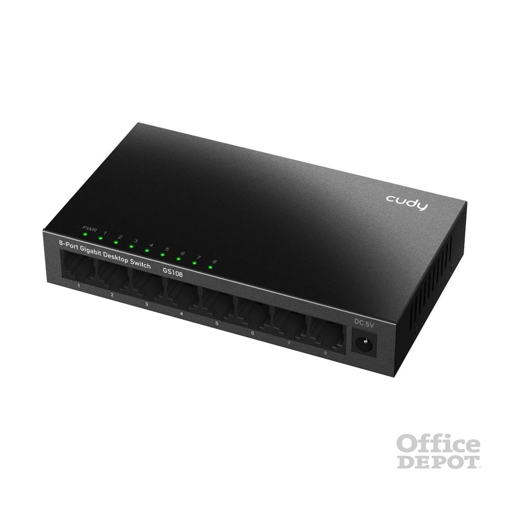 CUDY GS108 8 portos Gigabit, VLAN/Extend mód, fém ház, fekete asztali Switch