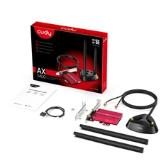 CUDY WE4000 háromsávos AX5400 WiFi 6E, intel AX210, Bluetooth 5.2, PCI Express hálózati kártya CUDY WE4000 háromsávos AX5400 WiFi 6E, intel AX210, Bluetooth 5.2, PCI Express hálózati kártya