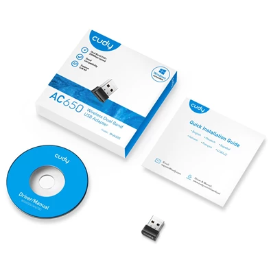 CUDY WU650 kétsávos AC650 WIFI USB mini fekete adapter CUDY WU650 kétsávos AC650 WIFI USB mini fekete adapter