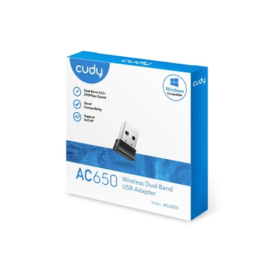 CUDY WU650 kétsávos AC650 WIFI USB mini fekete adapter CUDY WU650 kétsávos AC650 WIFI USB mini fekete adapter