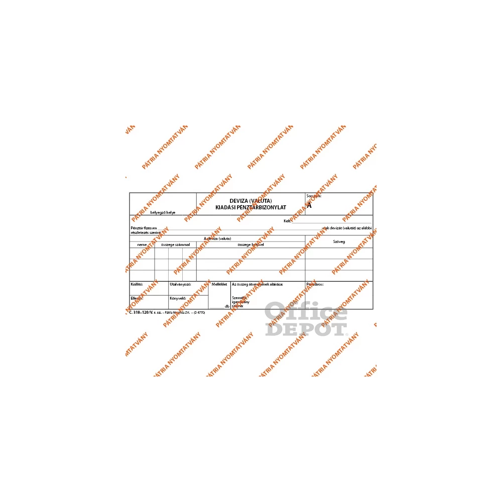 C.318-120/V 50x3lapos "Deviza (valuta) kiadási pénztárbizonylat" nyomtatvány
