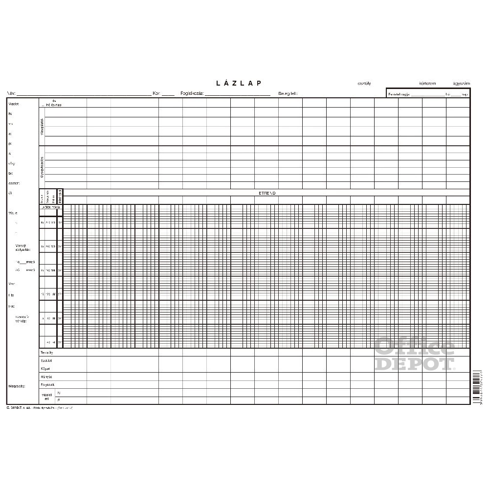 C.3410-7 A3 fekvő lázlap