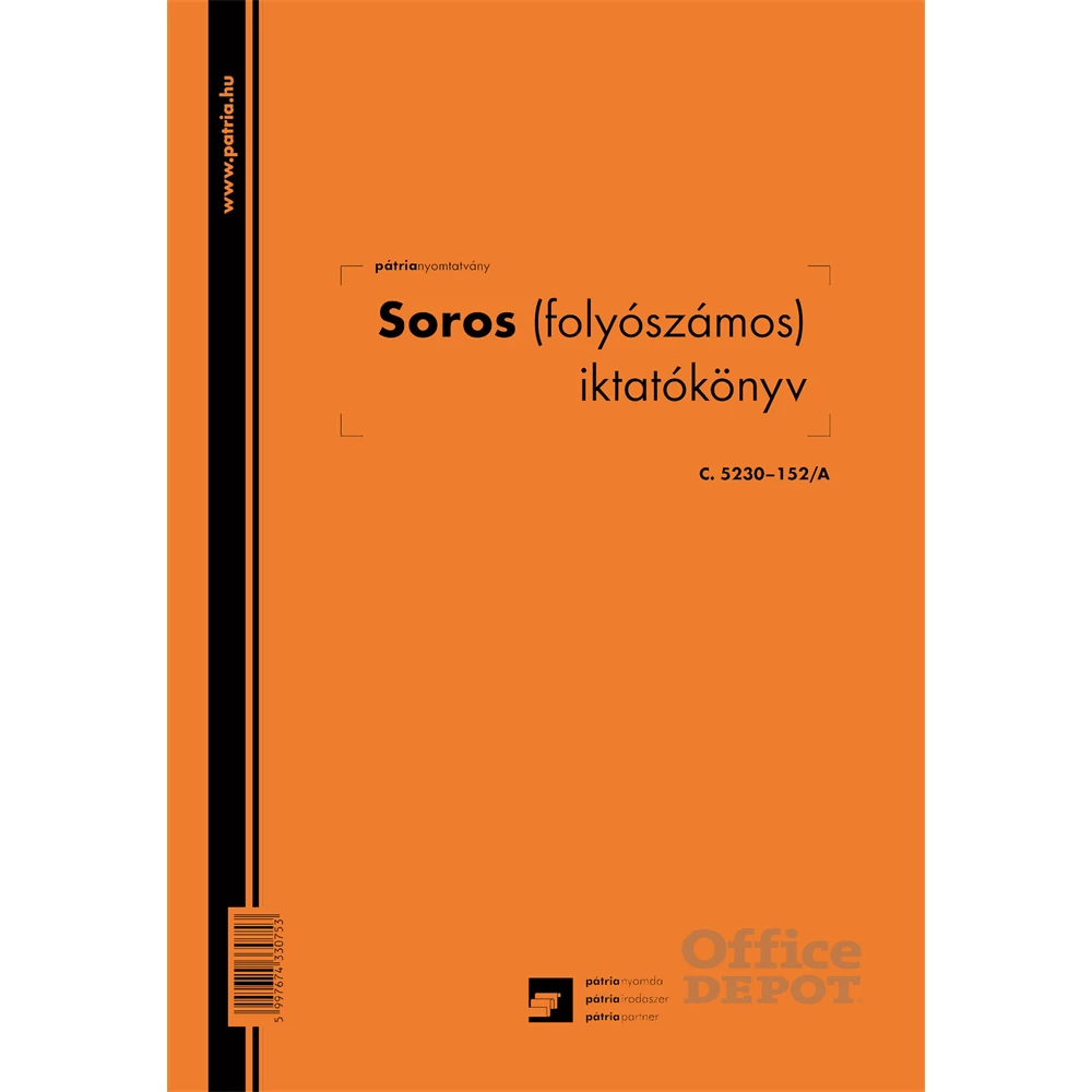 C.5230-152/A 100lapos "Soros (folyószámos) iktatókönyv" nyomtatvány