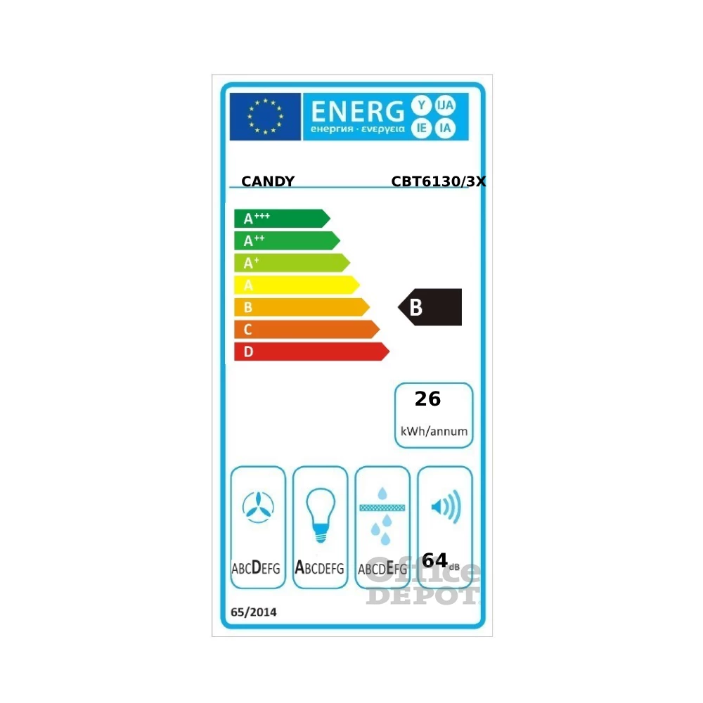 Candy CBT6130/3X ezüst, beépíthető, hagyományos, méret:60 cm, teleszkópos, zajszint:64 dB, páraelszívó
