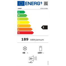 Candy CCG1L314EW fehér, alulfagyasztós, Hűtő:109L, Fagyasztó:48L, hűtőszekrény
