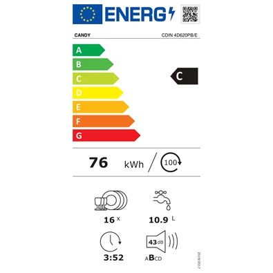 Candy CDIN 4D620PB/E beépíthető mosogatógép Candy CDIN 4D620PB/E beépíthető mosogatógép