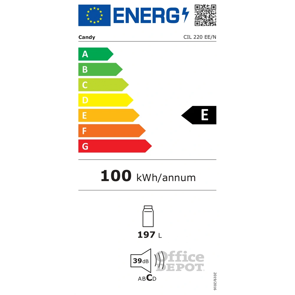 Candy CIL 220 EE/N fehér, egyajtós, beépíthető, Hűtő:197L, hűtőszekrény