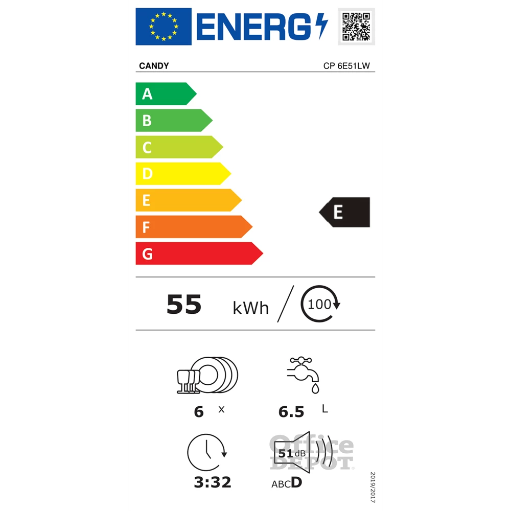 Candy CP 6E51LW fehér, programok száma: 5, asztali, 6 terítékes mosogatógép 