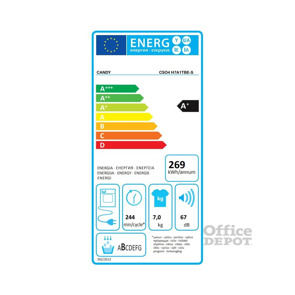 Candy CSO4H7A1TBE-S fehér, 7 kg, hőszivattyús, keskeny, szárítógép