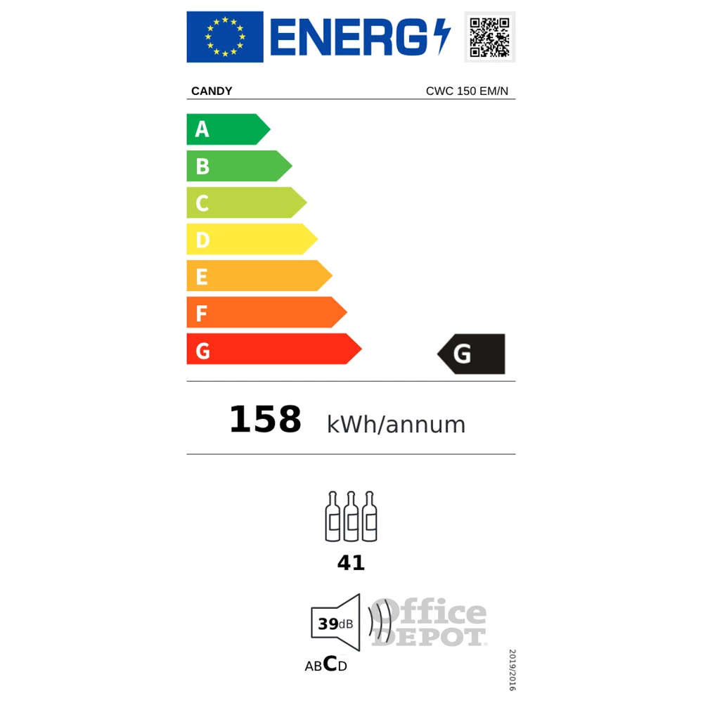 Candy CWC 150 EM/NF fekete, Palack:41db, borhűtő