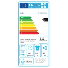 Candy RP4 H7A2TRE-S fehér, 7 kg, hőszivattyús, keskeny, szárítógép